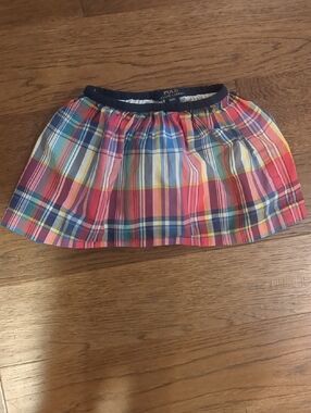 Polo by Ralph Lauren Multicolor Plaid Skirt with Navy Waistband